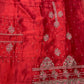 Dark Carrot Organza Handwork Suit Set with Silk Bottom & Organza Dupatta