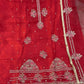 Dark Carrot Organza Handwork Suit Set with Silk Bottom & Organza Dupatta