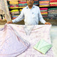 Light Purple Printed Cotton Threadwork 3-Piece Suit Set