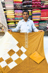 Mustard & Cream Cotton Patchwork Suit Set with Printed Dupatta