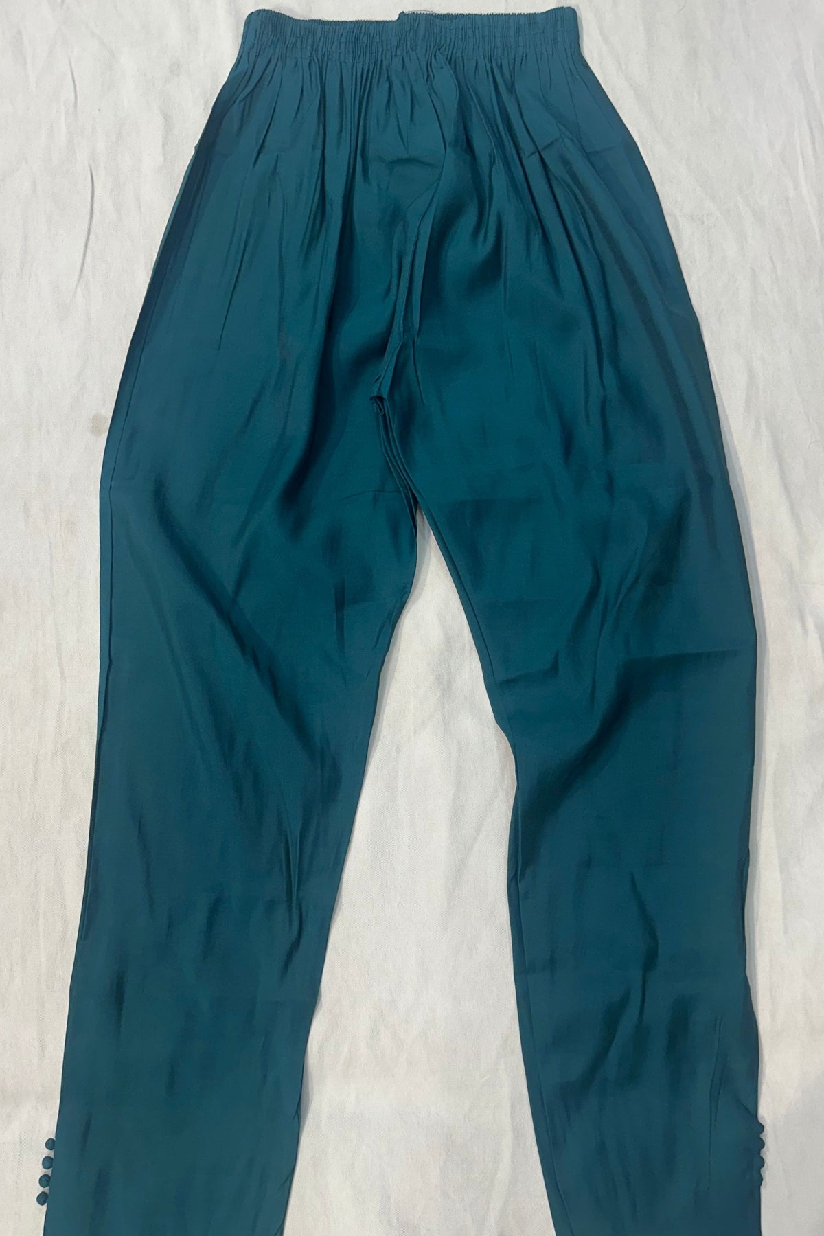 Peacock Green Silk Suit Set with Jari Work