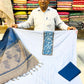 Powder Blue Aikad Cotton Printed Patch Work Suit Set