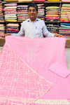 Elegant Pink Cotton Suit Set with Neck Work & Quota Doria Dupatta
