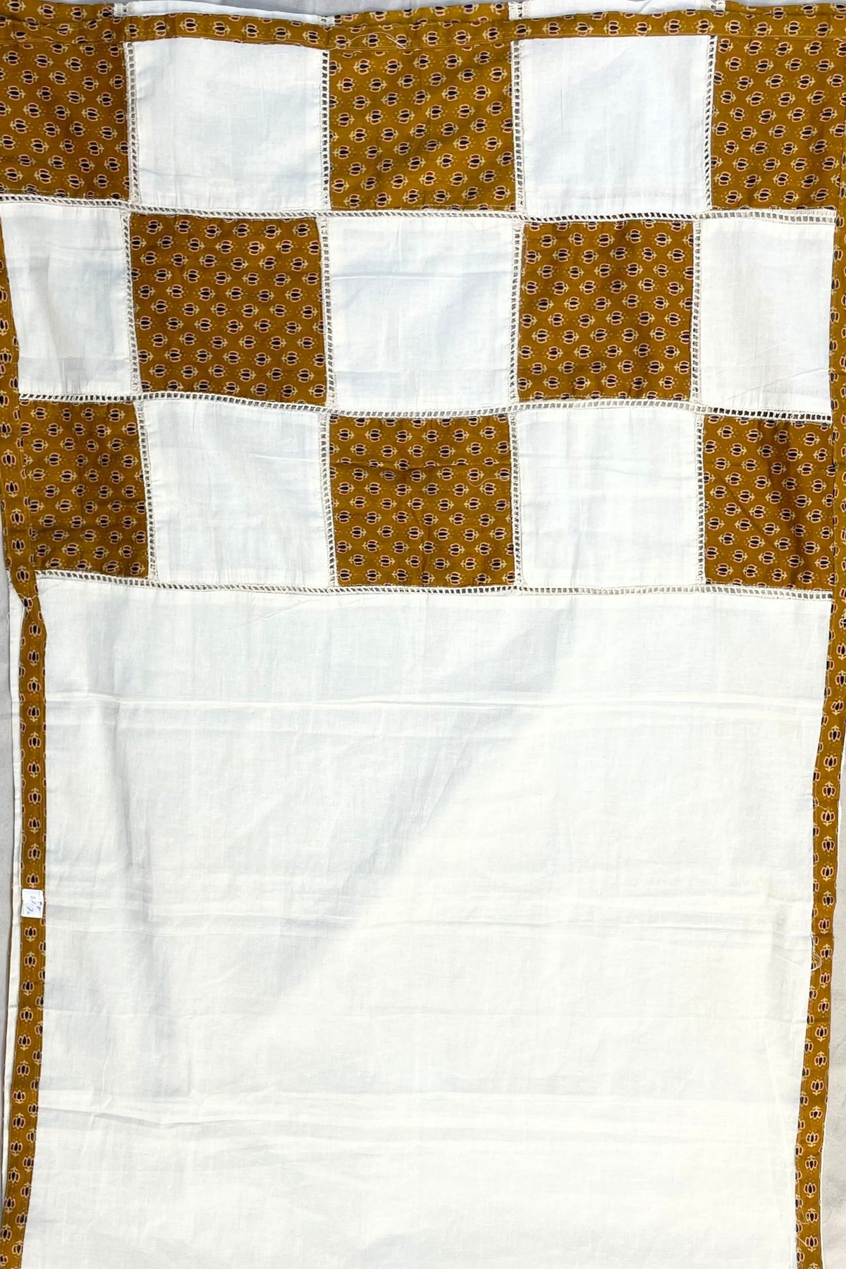 Mustard & Cream Cotton Patchwork Suit Set with Printed Dupatta