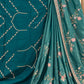 Peacock Green Tabby Silk Saree with Intricate Jury, Thread & Sequin Work