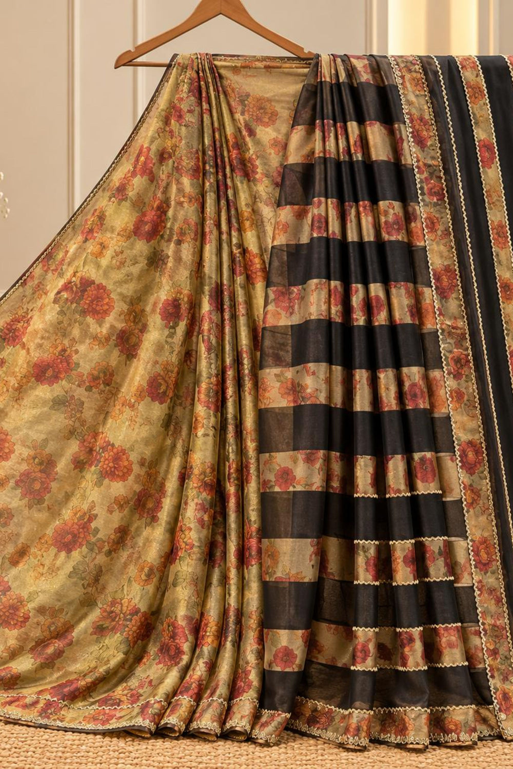 Coffee Wine Modal Silk Saree with Swarovski Work & Designer Blouse
