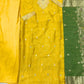 Yellow Maheshwari Silk Suit with Silver Jari Work & Parrot Contrast Dupatta