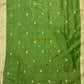 Yellow Maheshwari Silk Suit with Silver Jari Work & Parrot Contrast Dupatta