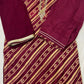 Maroon Opada Silk Suit Set with Banarasi Work & Chiffon Dupatta