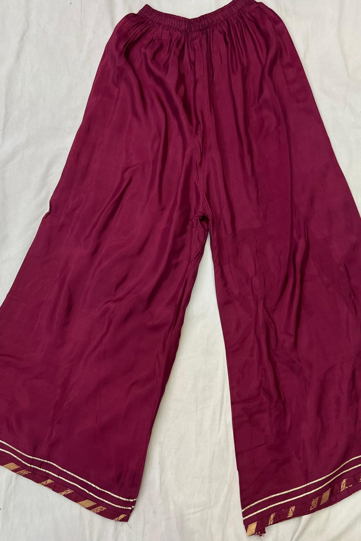 Maroon Opada Silk Suit Set with Banarasi Work & Chiffon Dupatta