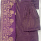 Purple Shimmer Silk Dabka Work Suit Set with Printed Dupatta