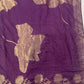 Purple Shimmer Silk Dabka Work Suit Set with Printed Dupatta