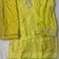 Neon Self Silk Suit Set with Sippi Neck Work & Threadwork Dupatta