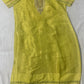 Neon Self Silk Suit Set with Sippi Neck Work & Threadwork Dupatta
