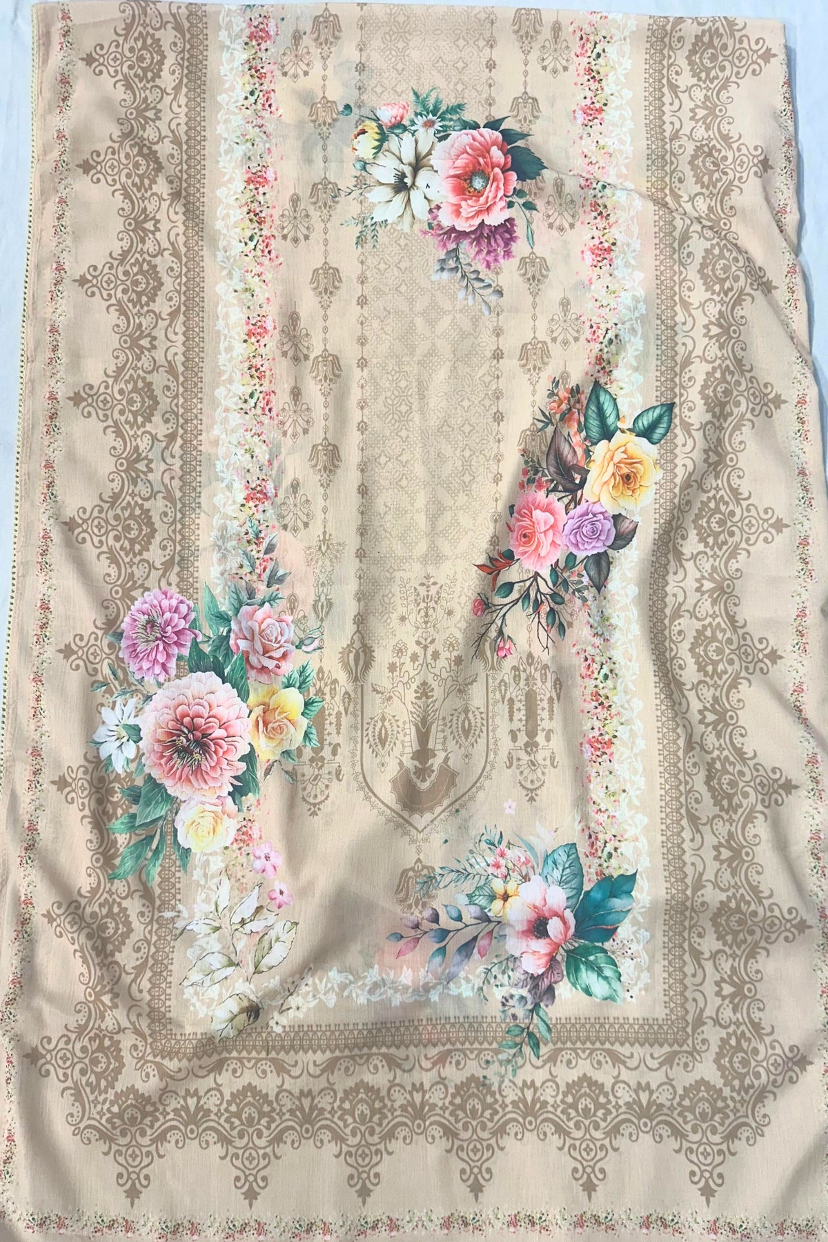 Elegant Chiffon Suit with Karachi Thread Work & Printed Dupatta