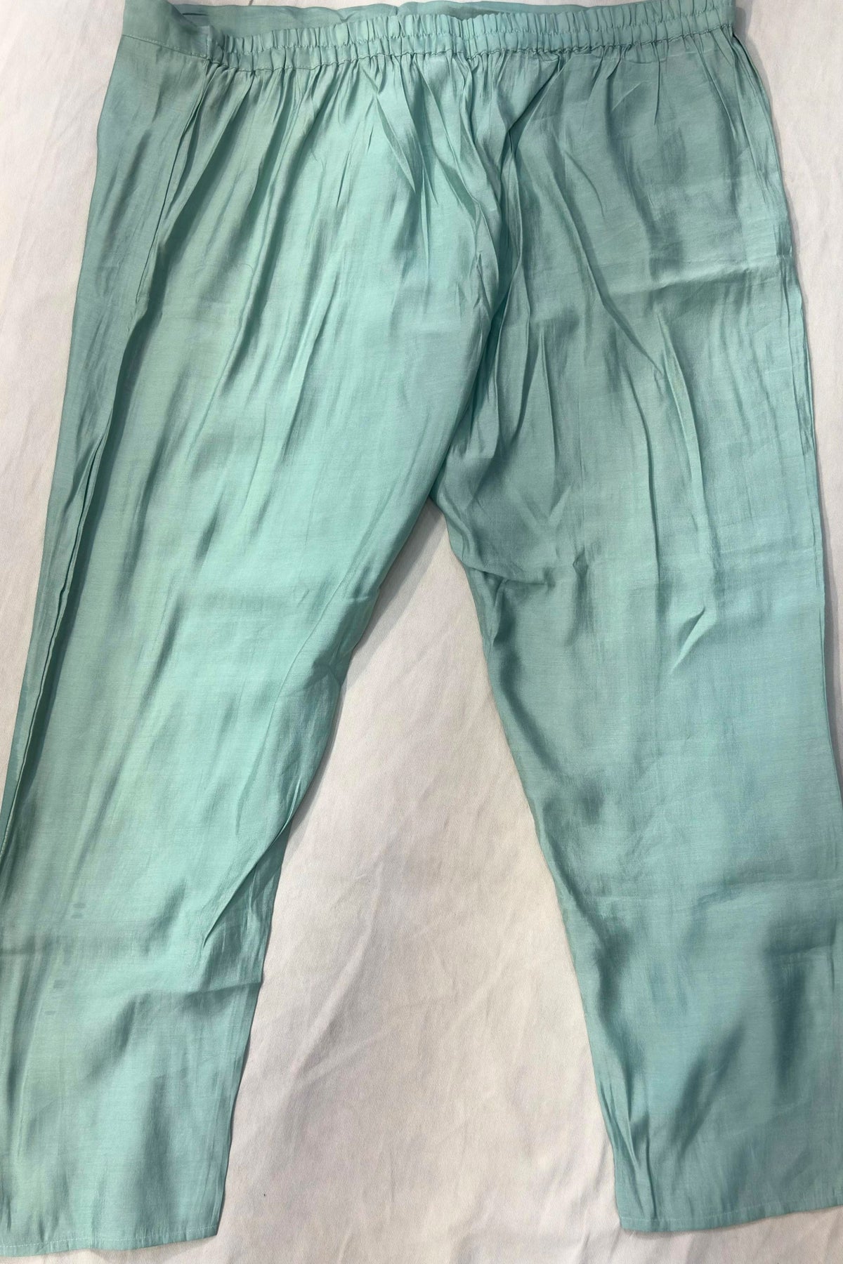 Sea Green Silk Suit Set with Nalki & Dabka Work