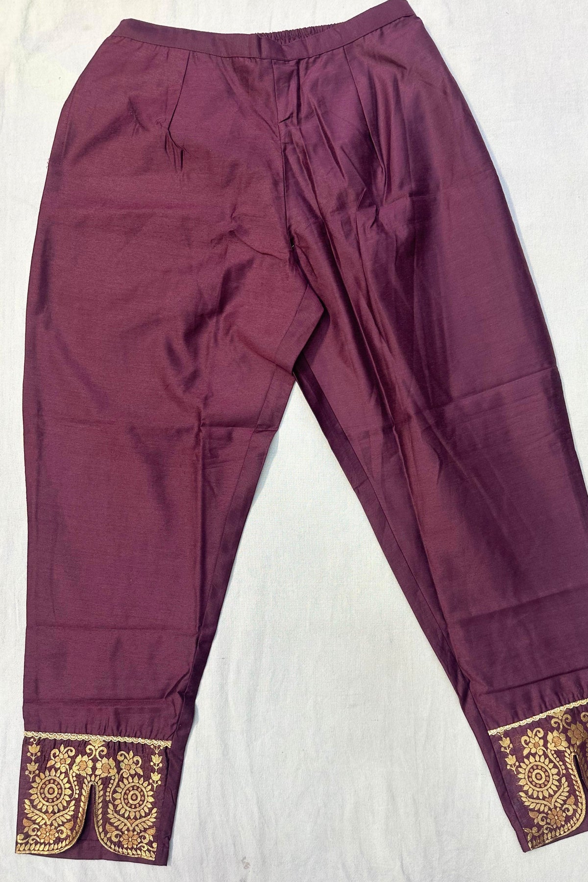 Wine Banarasi Silk 3-Piece Suit Set