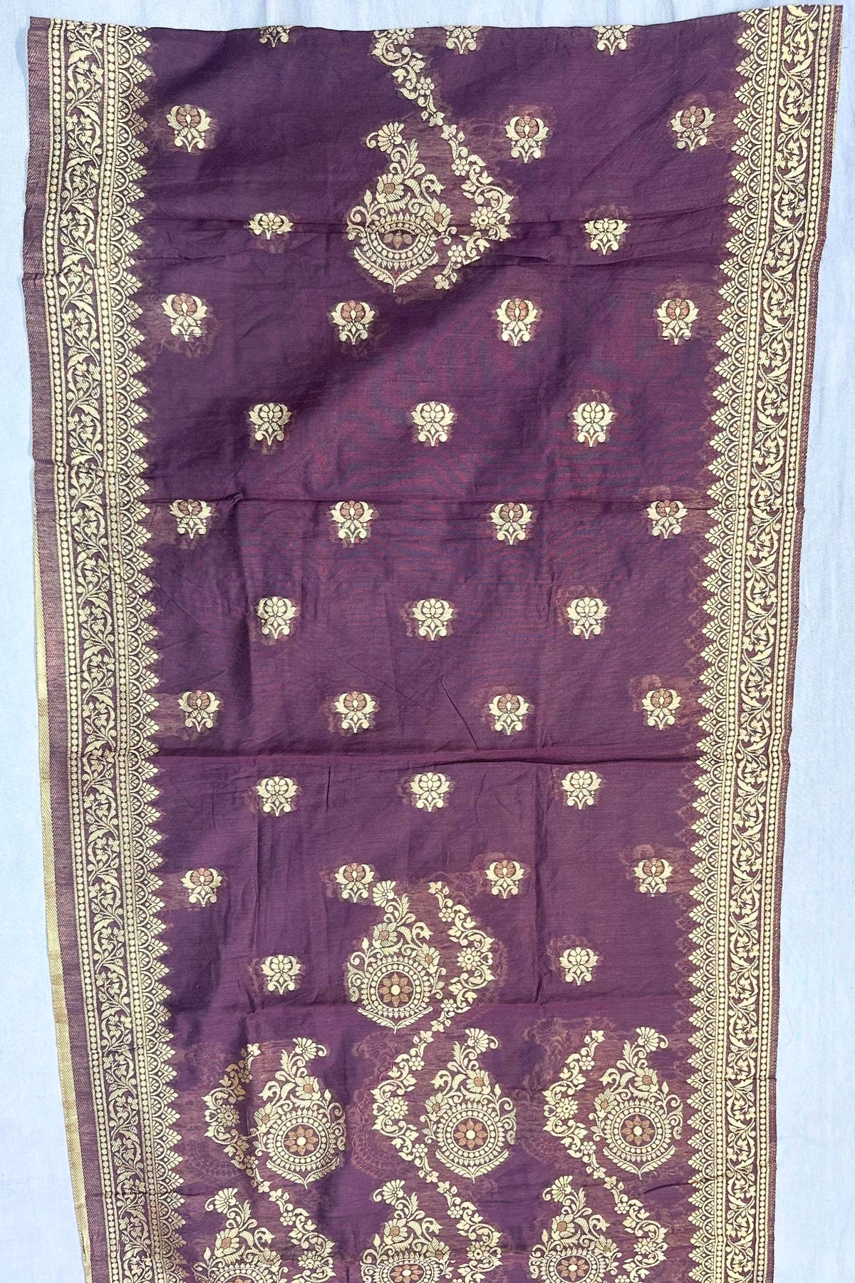 Wine Banarasi Silk 3-Piece Suit Set