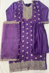 Purple Silk Suit Set with Antique & Banarasi Work