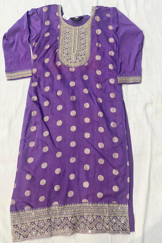 Purple Silk Suit Set with Antique & Banarasi Work