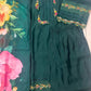 Bottle Green Musleen Silk Suit with Threadwork & Organza Dupatta