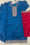 Denim Blue Silk Suit with Sippi Work & Taby Silk Dupatta
