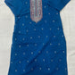 Denim Blue Silk Suit with Sippi Work & Taby Silk Dupatta