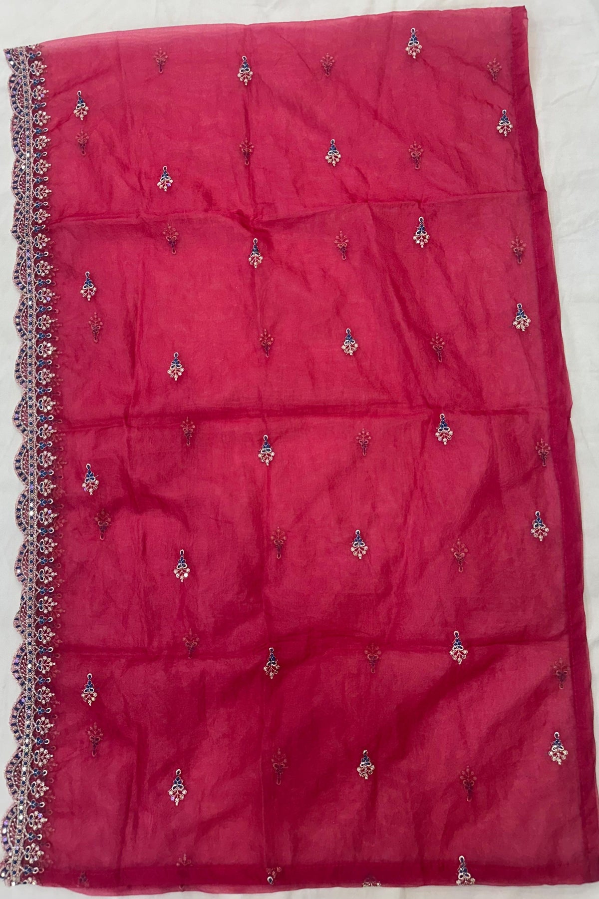 Denim Blue Silk Suit with Sippi Work & Taby Silk Dupatta