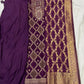 Purple Banarasi Silk Suit Set with Zari Work Dupatta