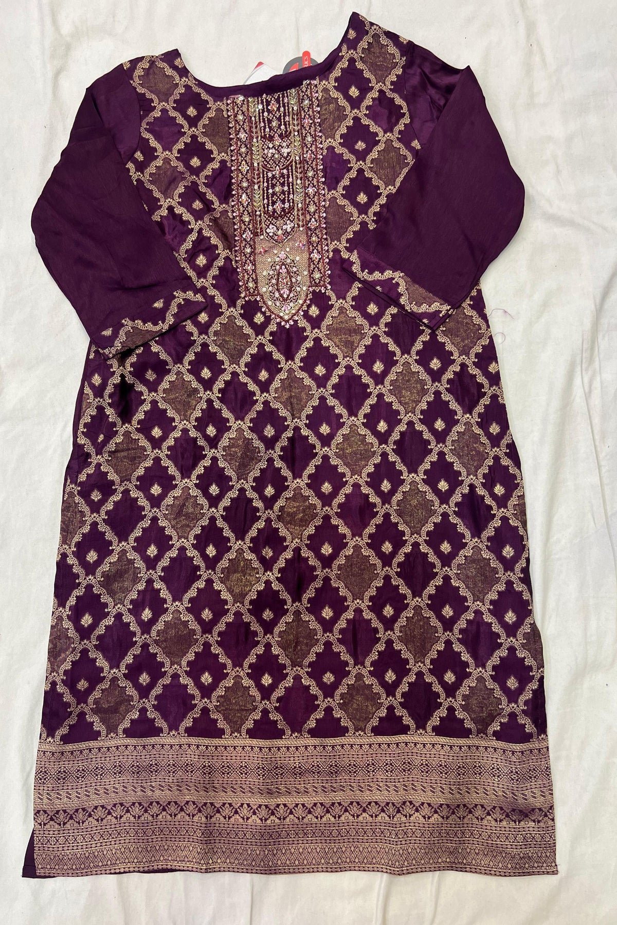 Purple Banarasi Silk Suit Set with Zari Work Dupatta