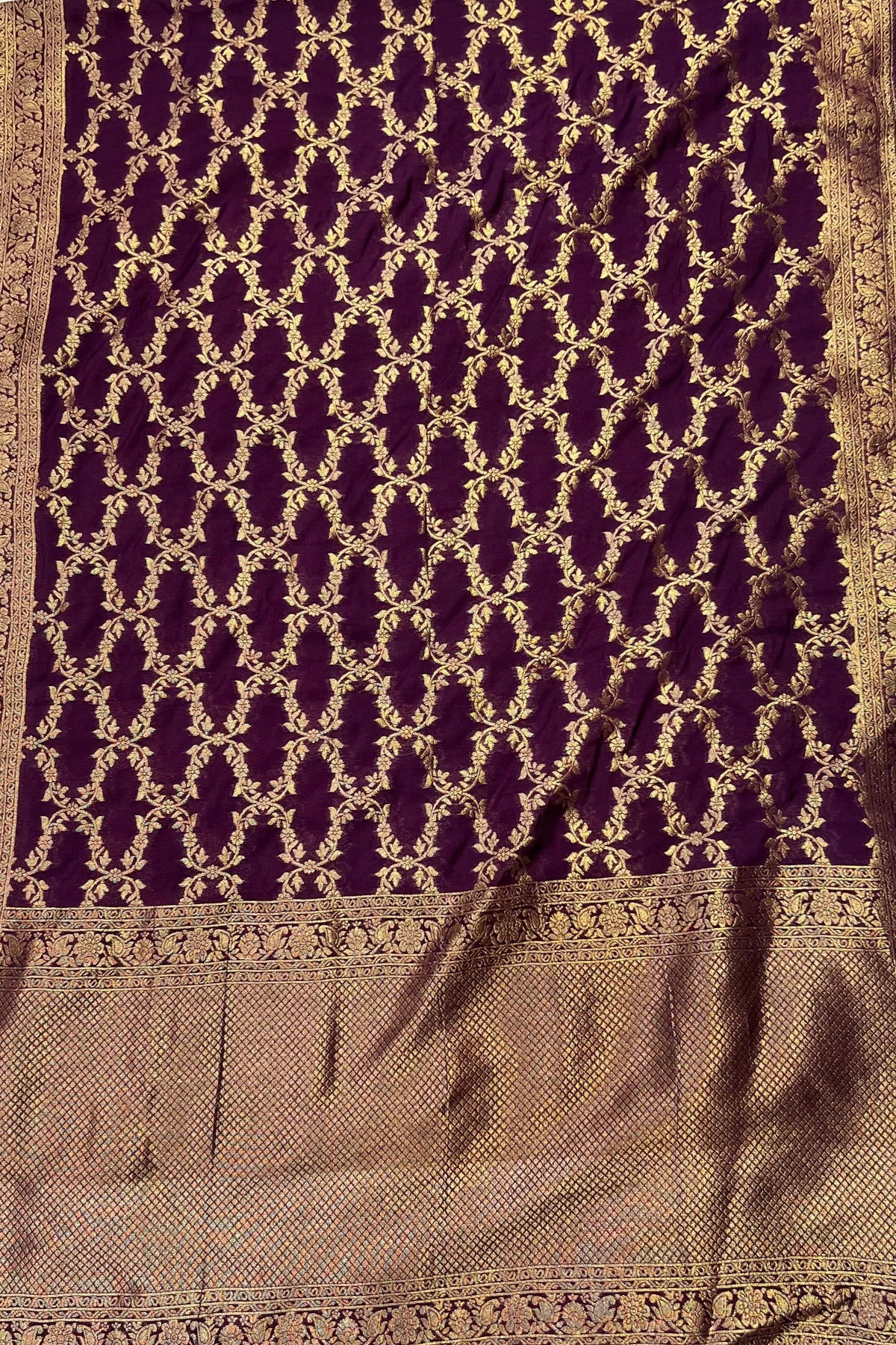 Purple Banarasi Silk Suit Set with Zari Work Dupatta