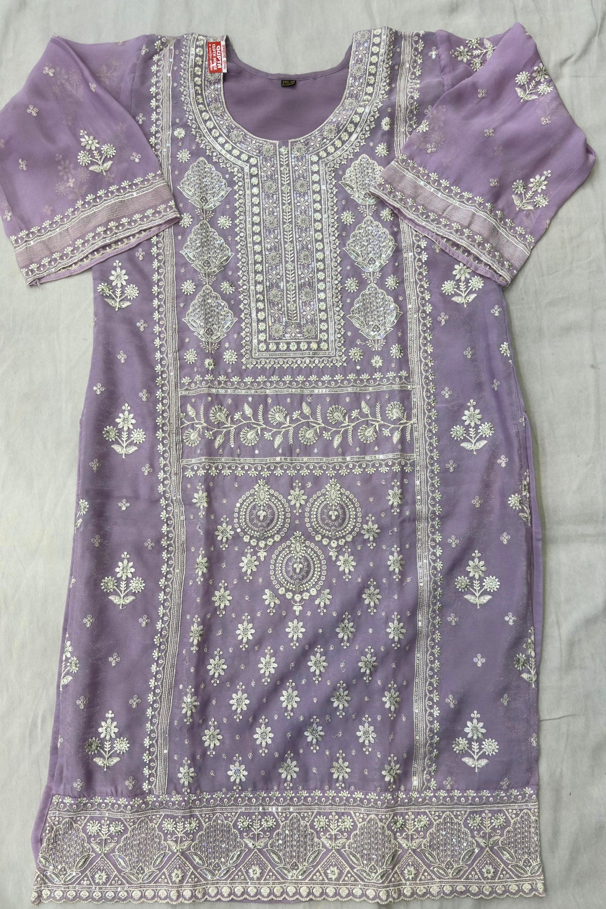 Lavender Burberry Suit Set with Silver Jari & Sippi Work
