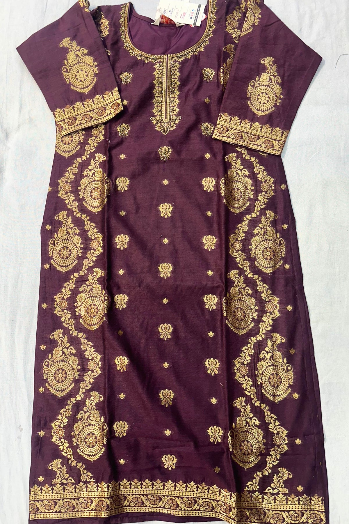 Wine Banarasi Silk 3-Piece Suit Set