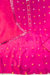 Rani Pink Silk Suit with Bandhni Booti & Pure Chiffon Dupatta