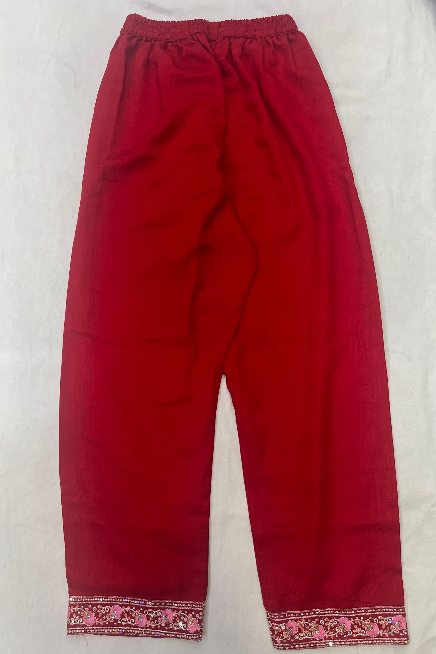 Red Cotton Silk Jari Work Suit Set with Heavy Dupatta