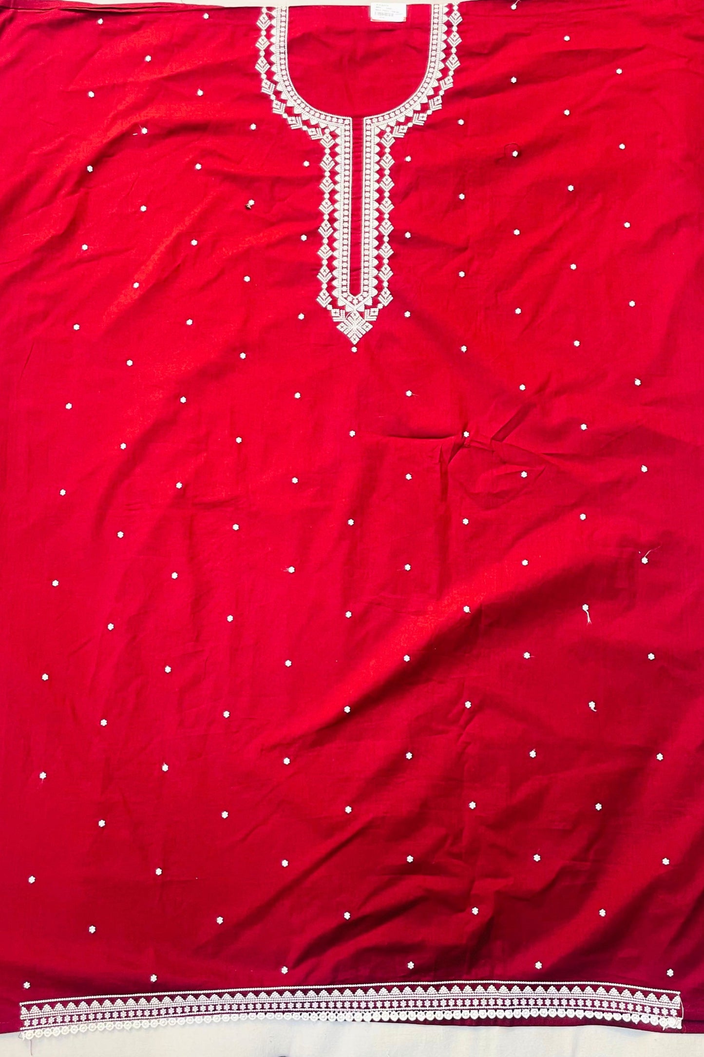 Maroon Cotton Shirt, Plain Cotton Bottom & Thread Work Dupatta Suit Set