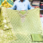Mehndi Green Silk & Butter Crepe Suit Set with Organza Juri Work Dupatta