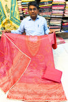 Rani Pink Shimmer Organza Suit Set with Printed Dupatta