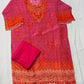 Rani Pink Shimmer Organza Suit Set with Printed Dupatta