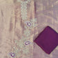 Elegant Purple Shimmer Organza 3-Piece Suit Set with Printed Organza Dupatta