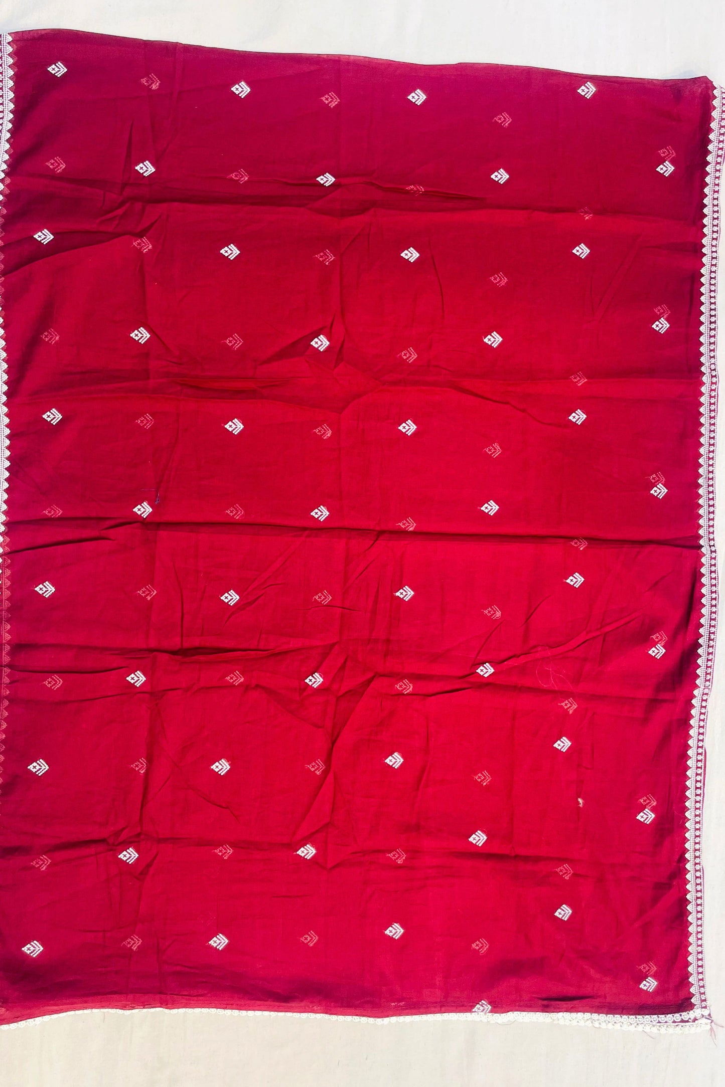 Maroon Cotton Shirt, Plain Cotton Bottom & Thread Work Dupatta Suit Set