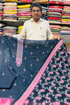 Black & Pink Linen Cotton Suit Set with Printed Dupatta