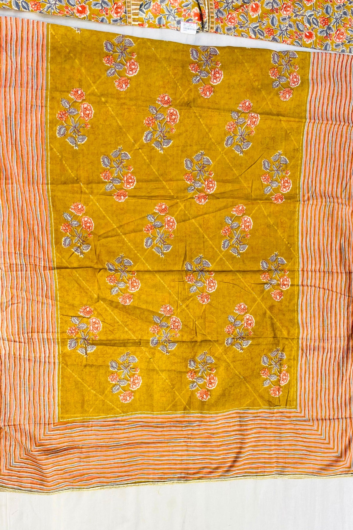 Dark Mehndi Cotton Suit Set with Printed Cotton Dupatta