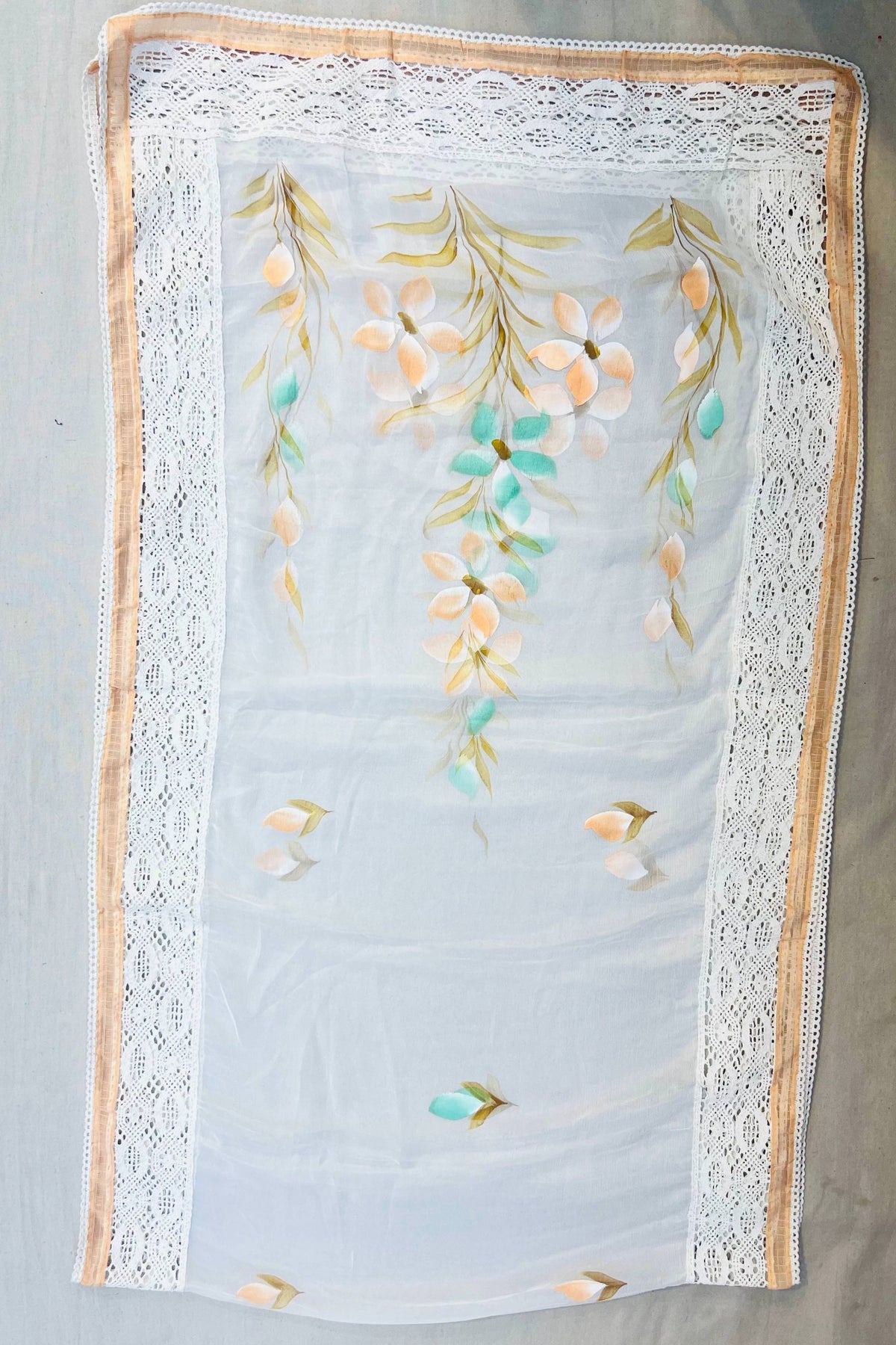Peach Quota Doria & Rayon Cotton Designer Suit Set