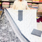 Elegant Black & White Cotton Suit Set with Printed Dupatta