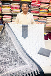 Elegant Black & White Cotton Suit Set with Printed Dupatta