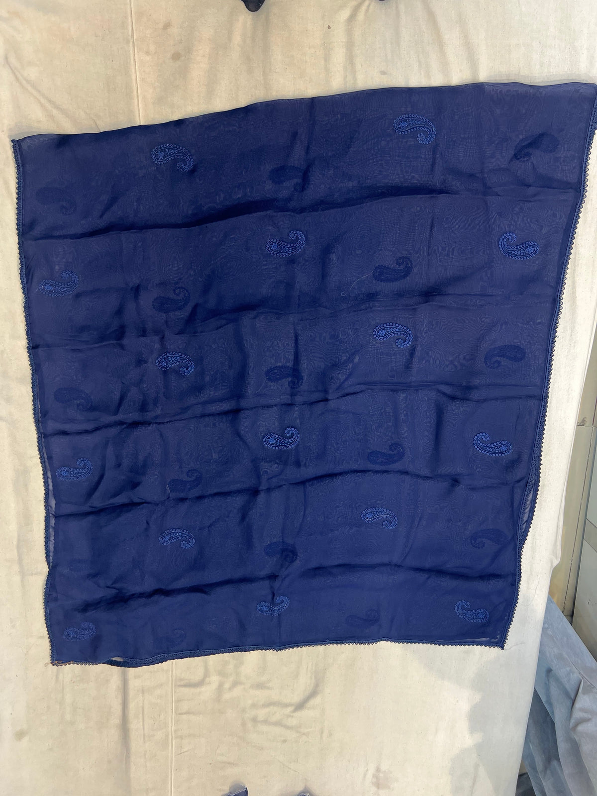 Navy Blue Organza Pearl Work Suit Set