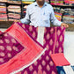 Printed Wine Kurta Set with Lace Detailing & Carrot Dupatta