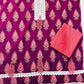 Printed Wine Kurta Set with Lace Detailing & Carrot Dupatta