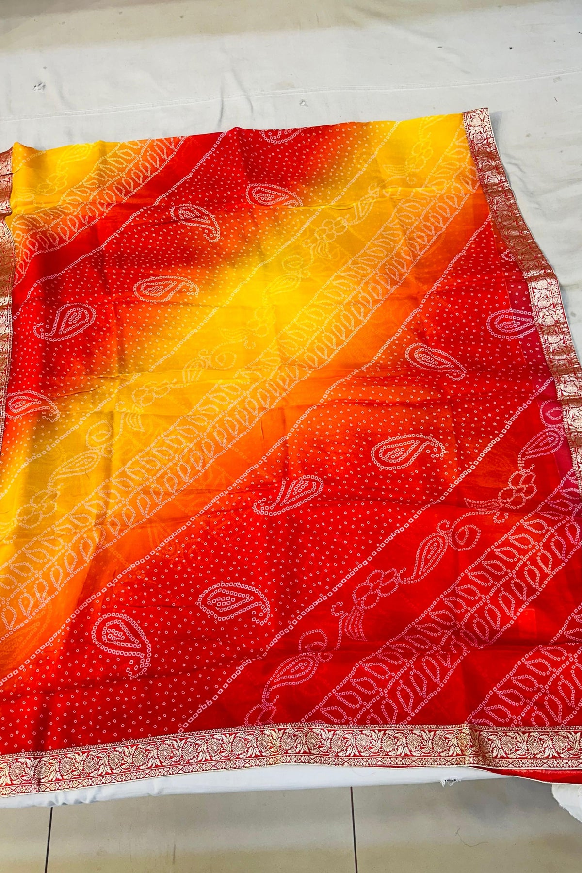 Banarasi Silk Shirt with Jaipuri Print Dupatta Set